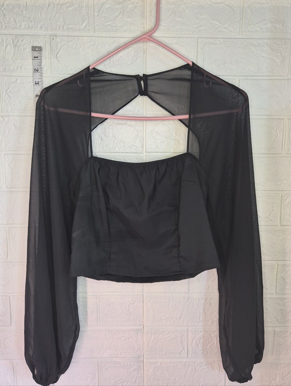 Express Square Neck  Crop Two Button Dramatic Bell  Sleeve Size Small